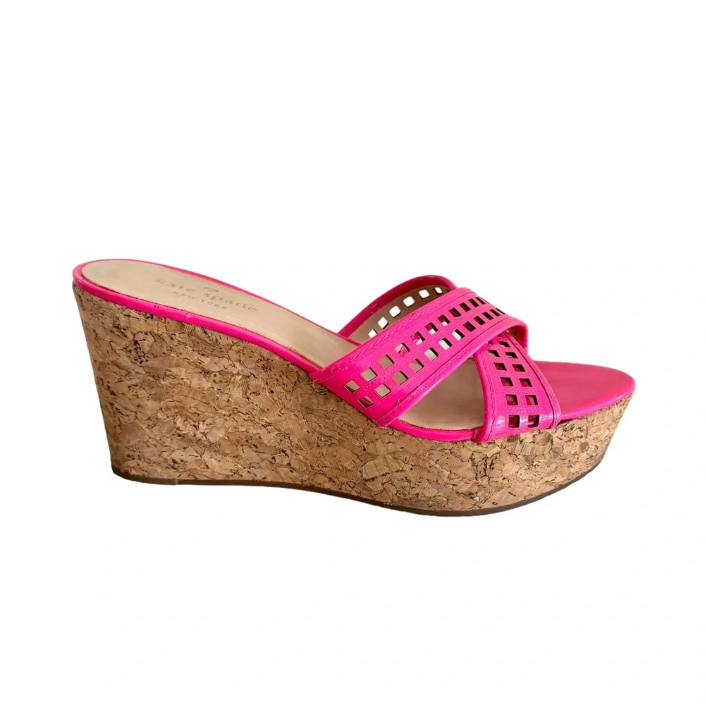Kate Spade Patent Sandals Pink Wedges